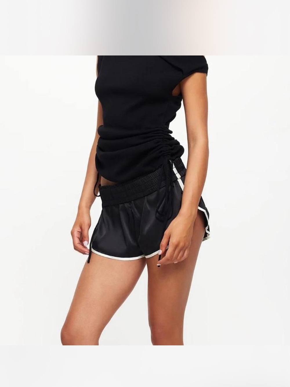 Lioness black satin track shorts size XXS